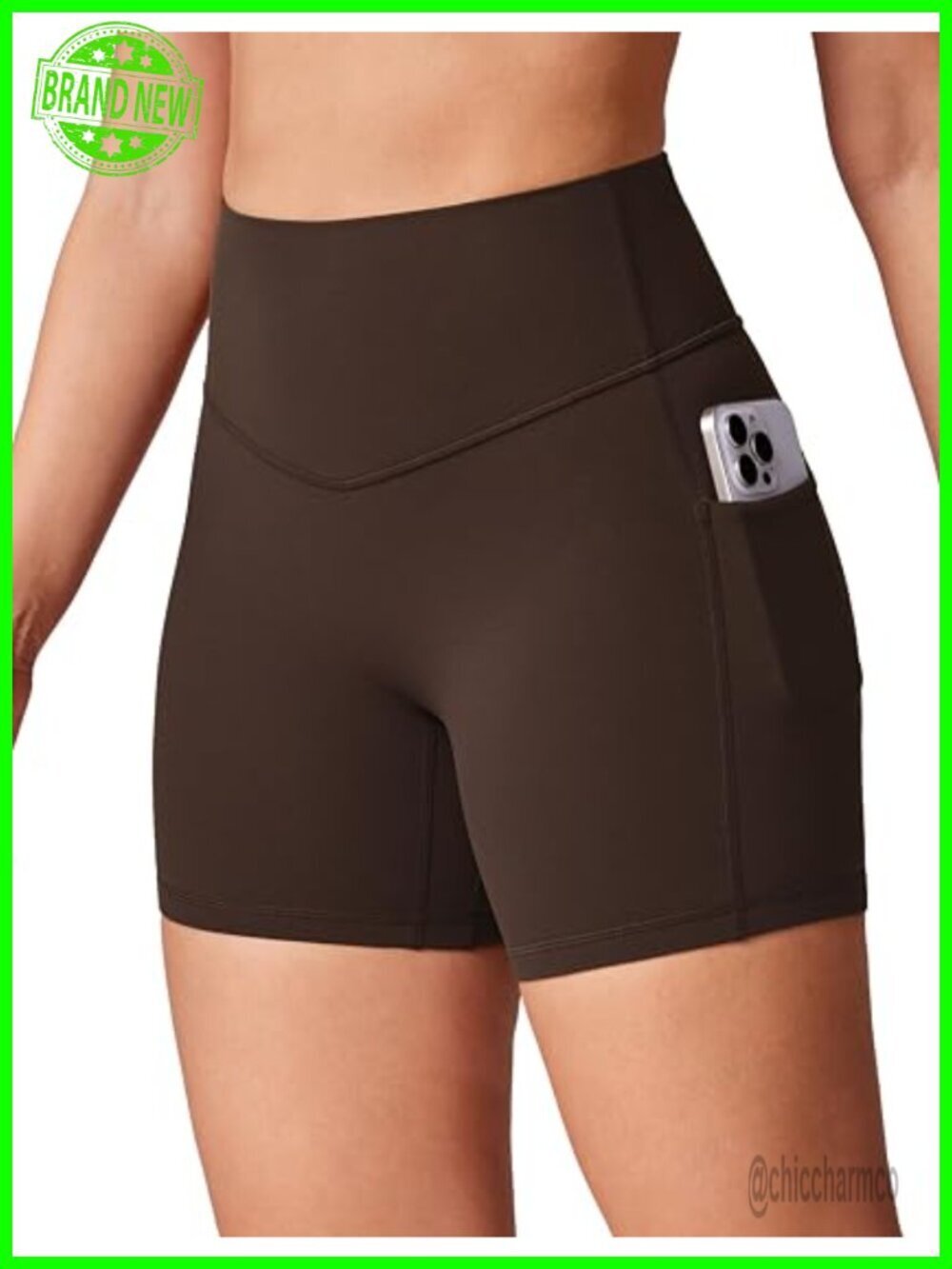 High Waisted Biker Shorts with Pockets 5" Inseam Tummy Control Buttery Soft